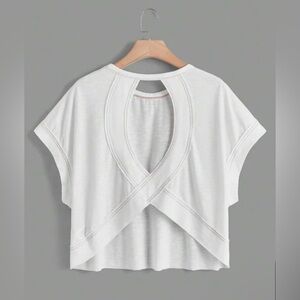 Cute Cut Out Back Short Sleeve Top